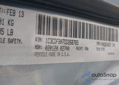 2013 Dodge Dart Sxt from USA, damaged, VIN 1C3CDFBA7DD268783